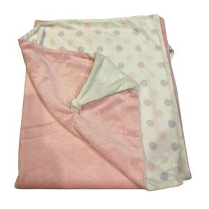 Piccolo Bambino Pink Polka Dot Baby Blanket Purple Throw Lovey Soft Touch Girl